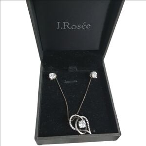 Sterling Silver "Love You Forever" Interlocking Heart Necklace & Earrings